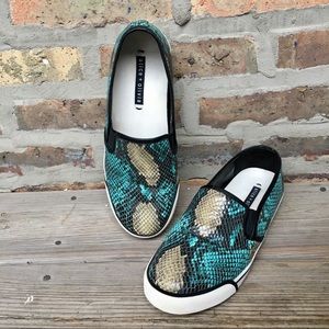 Alice + Olivia piper snake print leather slip on sneaker